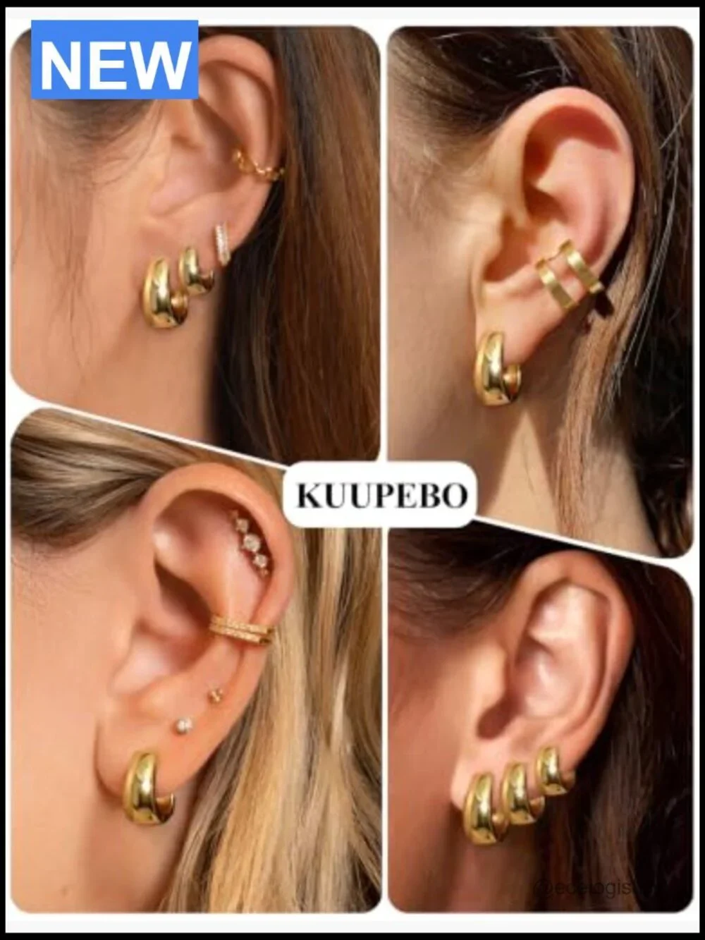 Chunky Huggie Hoop Earrings Hypoallergenic Sterling Silver 8/10/12mm
